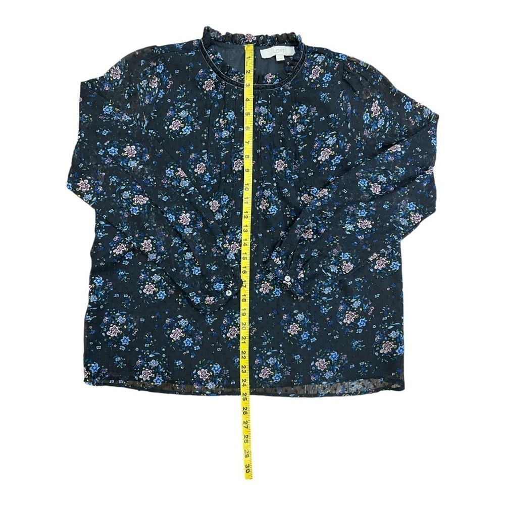 LOFT Bouquet Blouse with Velvet Trim Collar Size M - Picture 11 of 14